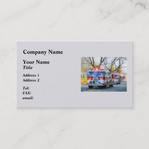 Customizable Firefighters - Line of Fire Engines in Parade Business Card Templates