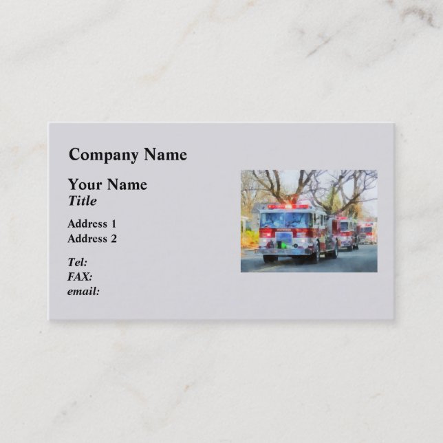 Firefighters - Line of Fire Engines in Parade Business Card (Front)
