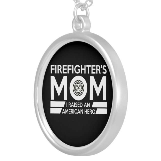 Firefighter's Mom Silver Plated Necklace (Front Right)