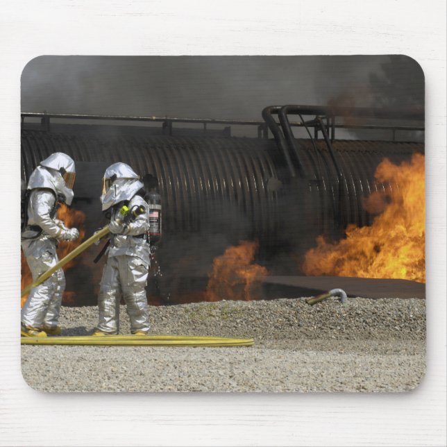 Firefighters neutralize a live fire mouse pad (Front)