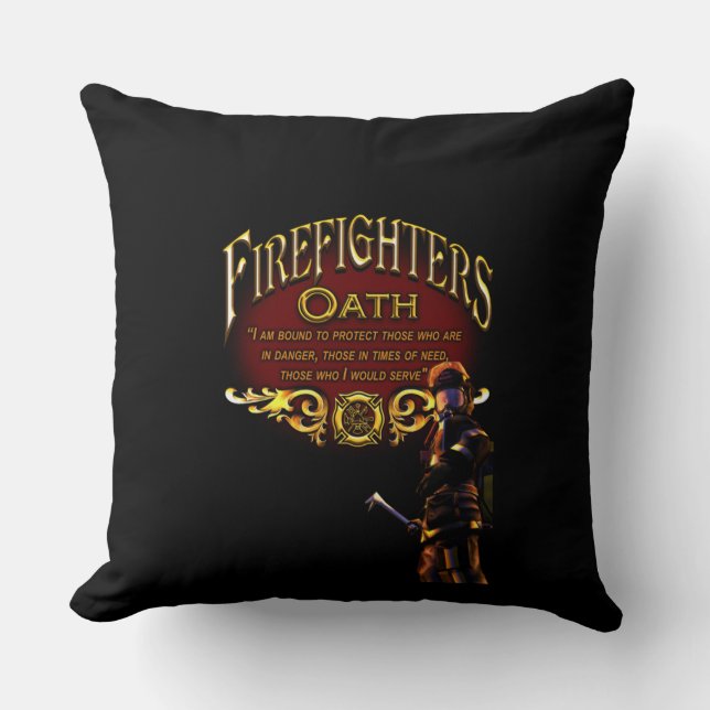 Firefighters Oath Throw Pillow (Front)