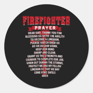 Firefighters Prayer Christian Fires Dad Husband Classic Round Sticker