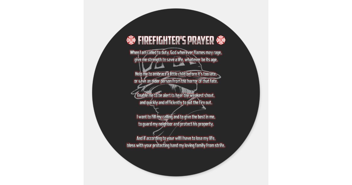 Firefighter'S Prayer Fire First Responder Thin Red Classic Round ...