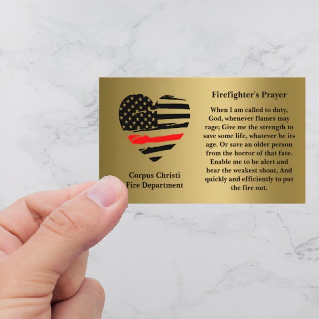 Firefighter's Prayer on Gold Background  Business Card (Creator Uploaded)
