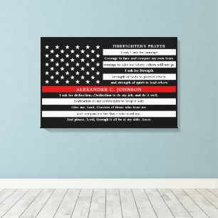 Firefighter's Prayer Personalized Thin Red Line Canvas Print