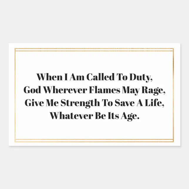 Firefighters' Prayer Stickers | Zazzle