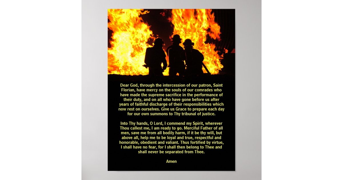 Firefighter's Prayer to St. Florian Poster | Zazzle
