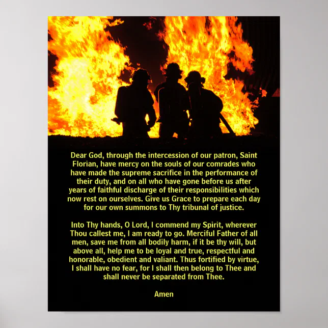 Firefighter's Prayer to St. Florian Poster | Zazzle