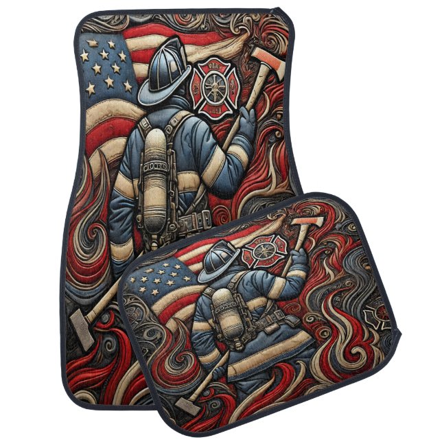Firefighter's Proud Tribute in Art Car Floor Mat (Set)