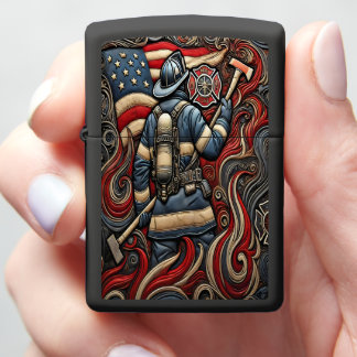 Firefighter's Proud Tribute in Art Zippo Lighter