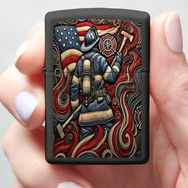 Firefighter's Proud Tribute in Art Zippo Lighter (In Hand)