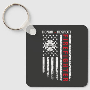 Firefighters Red Line Us Flag Keychain