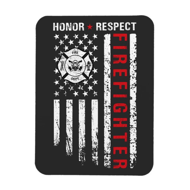 Firefighters Red Line Us Flag Magnet (Vertical)