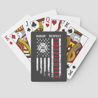 Firefighters Red Line Us Flag Poker Cards