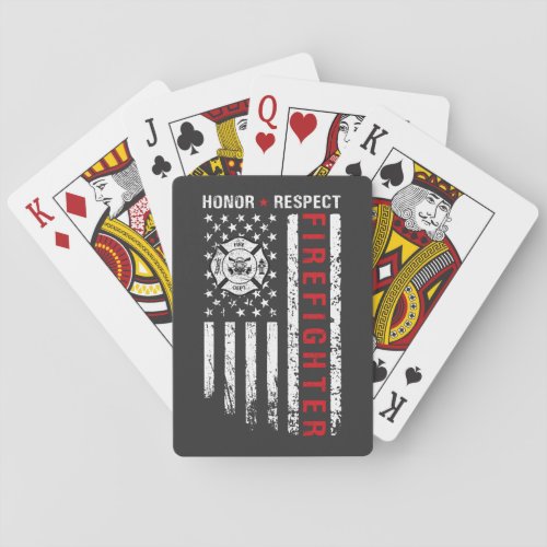 Firefighters Red Line Us Flag Poker Cards