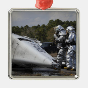 Firefighters respond to the scene metal ornament