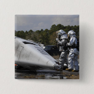 Firefighters respond to the scene pinback button