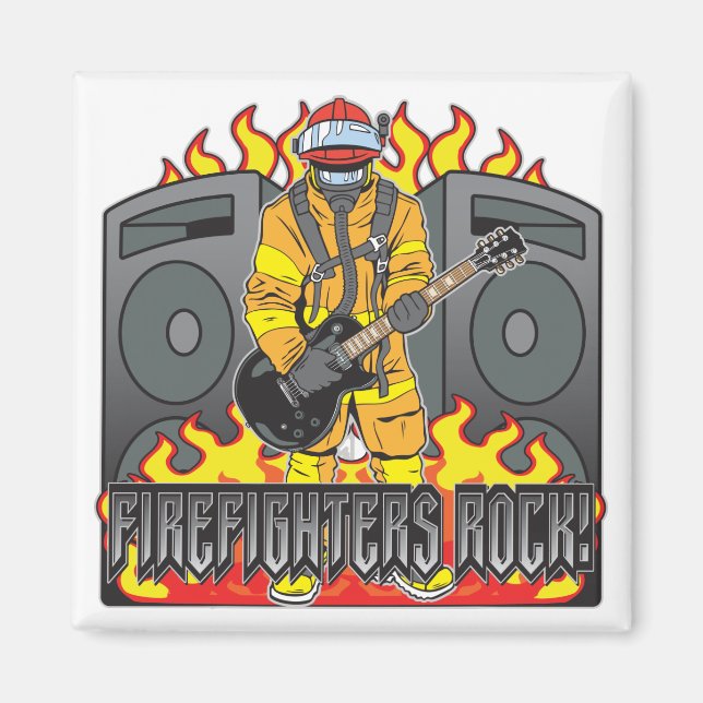 Firefighters Rock Guitar Magnet (Front)