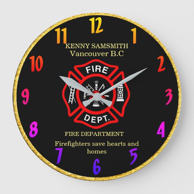 Firefighters save hearts and homes large clock (Front)