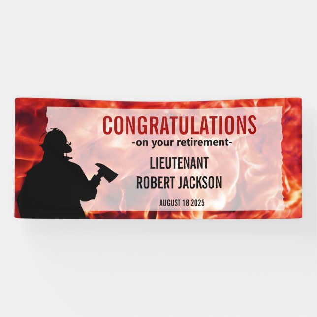 Firefighters Silhouette  Flame Retirement  Banner (Horizontal)