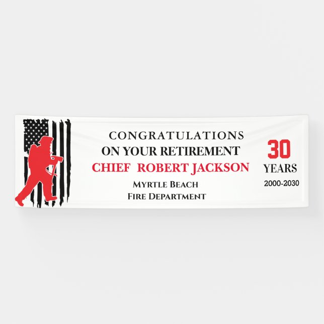 Firefighters USA Red Line Retirement  Banner (Horizontal)