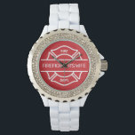 Firefighter's Wife Bling Wrist   Watch<br><div class="desc">Showcase your pride and dedication with our unique "Firefighter's Wife Red Watch" tribute. This design symbolizes the bond and unwavering support shared between a firefighter and their spouse. It's a heartfelt nod to those who stand strong behind our heroes,  a perfect emblem for partners of the brave.</div>
