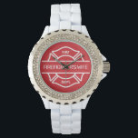 Firefighter's Wife Bling Wrist Watch<br><div class="desc">Showcase your pride and dedication with our unique "Firefighter's Wife Red Watch" tribute. This design symbolizes the bond and unwavering support shared between a firefighter and their spouse. It's a heartfelt nod to those who stand strong behind our heroes, a perfect emblem for partners of the brave.</div>