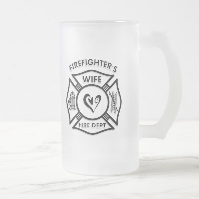 Firefighters Wife Frosted Glass Beer Mug (Right)