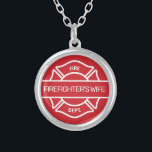 Firefighter's Wife Red     Silver Plated Necklace<br><div class="desc">Choose your preferred color,  change text as needed</div>