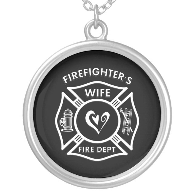 Firefighter's Wife Silver Plated Necklace (Front)