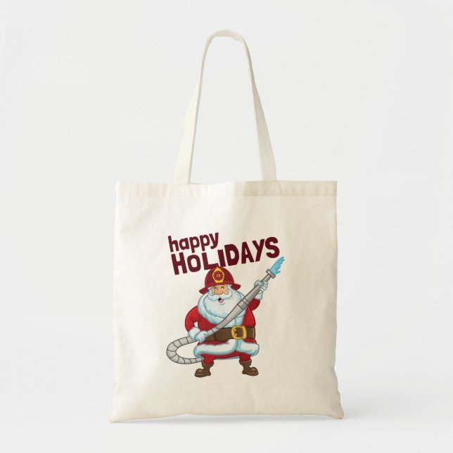 Firefighting Christmas Santa Claus Firefighter Tote Bag (Front)