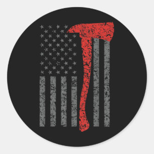 Firefighting, Firefighter Axe & Helmet, Fire Classic Round Sticker