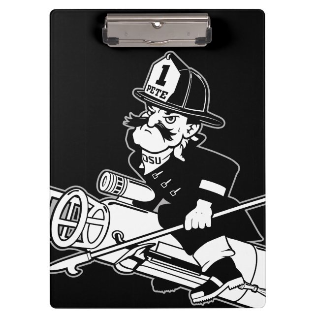 Firefighting Pete - Black and White Clipboard (Front)