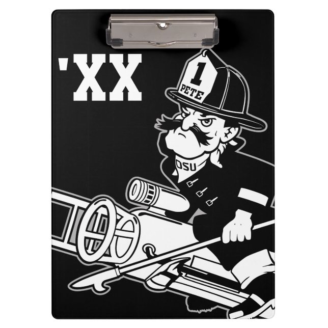 Firefighting Pete - Black and White Clipboard (Front)