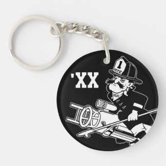 Firefighting Pete - Black and White Keychain