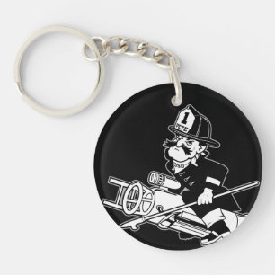 Firefighting Pete - Black and White Keychain