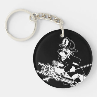Firefighting Pete - Black and White Keychain
