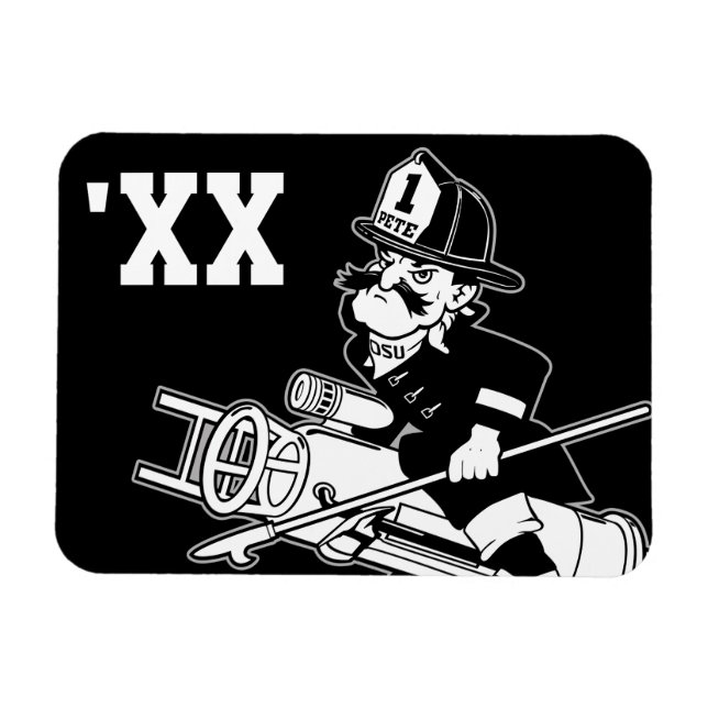 Firefighting Pete - Black and White Magnet (Horizontal)