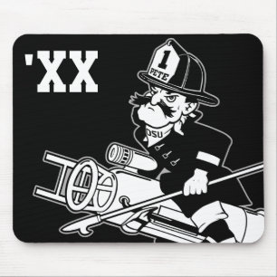 Firefighting Pete - Black and White Mouse Pad