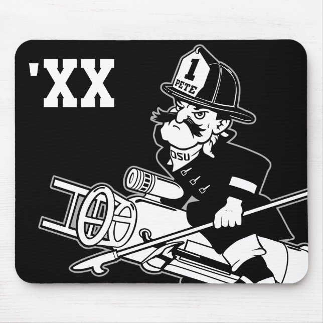 Firefighting Pete - Black and White Mouse Pad (Front)