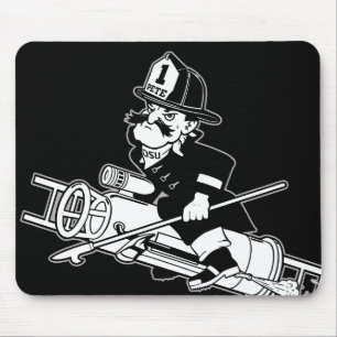 Firefighting Pete - Black and White Mouse Pad