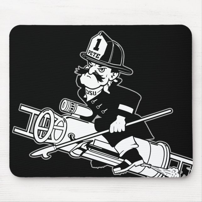 Firefighting Pete - Black and White Mouse Pad (Front)