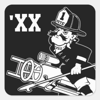 Firefighting Pete - Black and White Square Sticker
