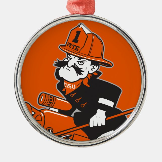 Firefighting Pete - Color Metal Ornament (Front)