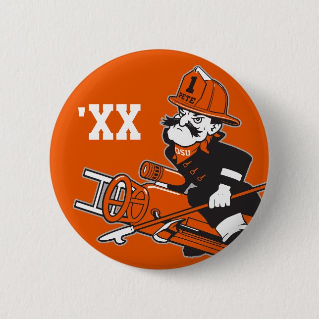 Firefighting Pete - Color Pinback Button (Front)