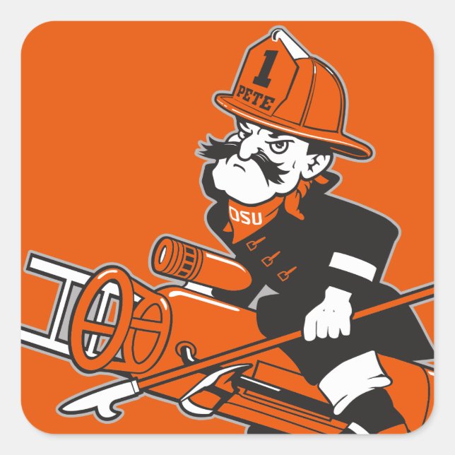 Firefighting Pete - Color Square Sticker (Front)