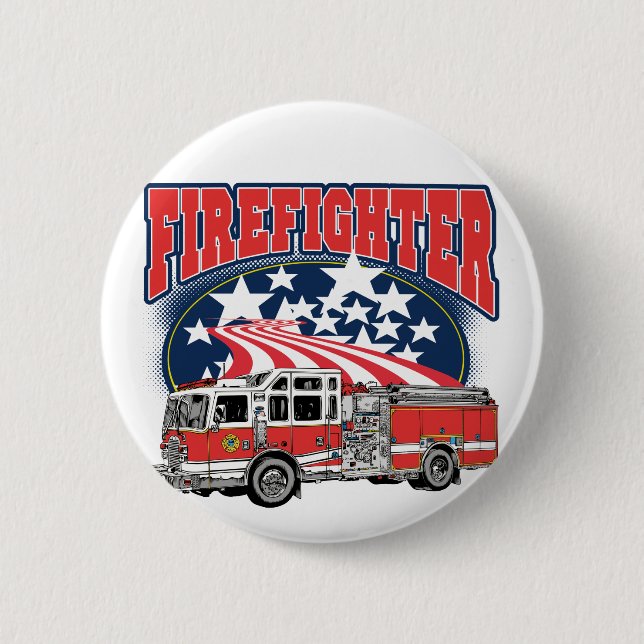 Firefighting Truck Pinback Button (Front)