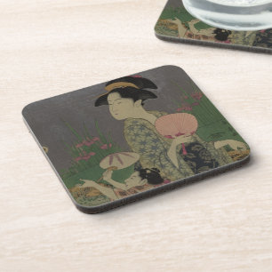 Fireflies, 1793 (colour woodcut) drink coaster