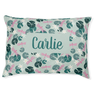 Fireflies and Lily Pads Dog Bed with Name