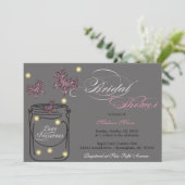 Fireflies and Mason Jar Bridal Shower - Gray Invitation (Standing Front)